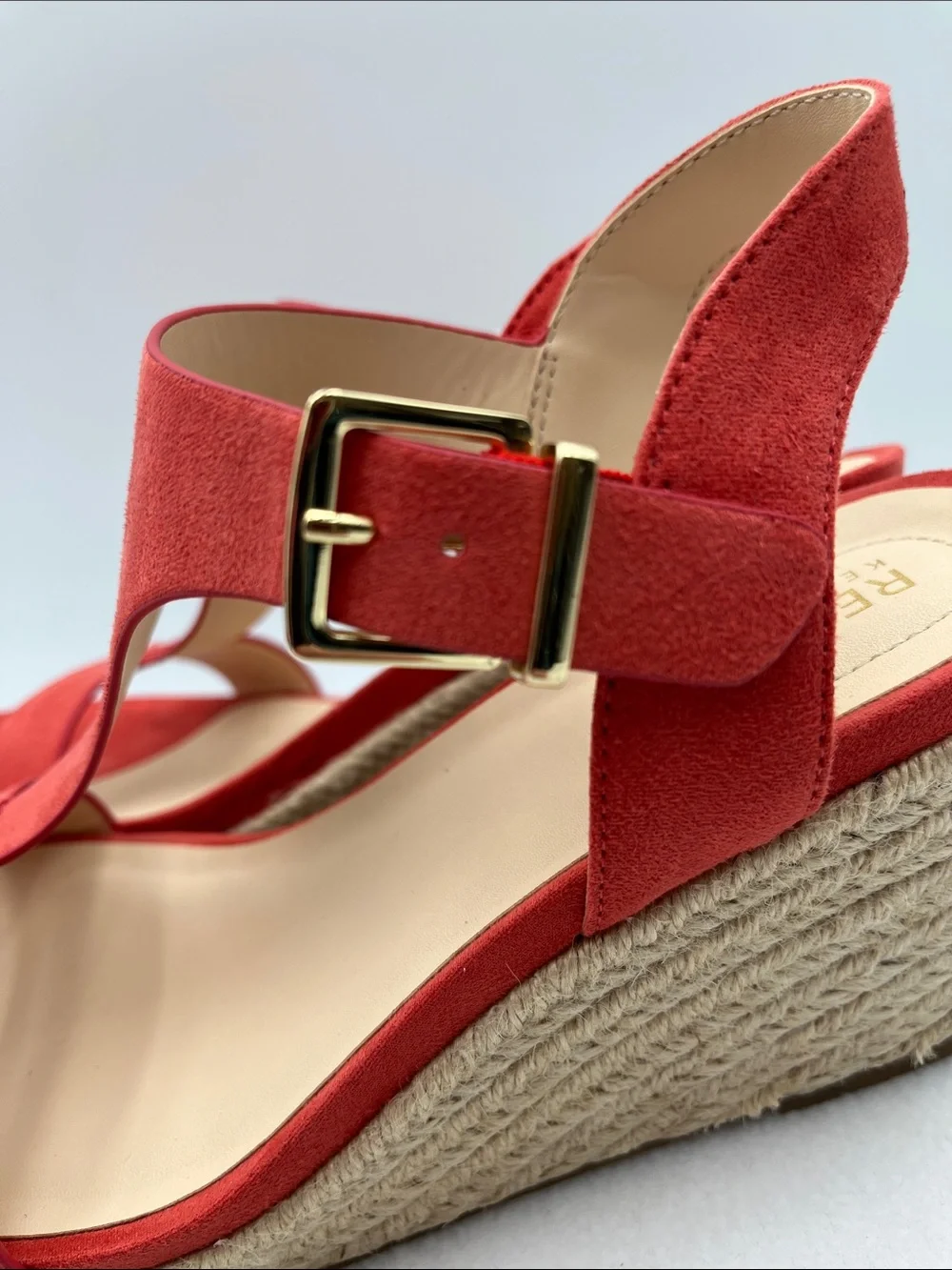 Kenneth Cole Reaction Spiced Coral Suede Espadrille Wedge Sandals